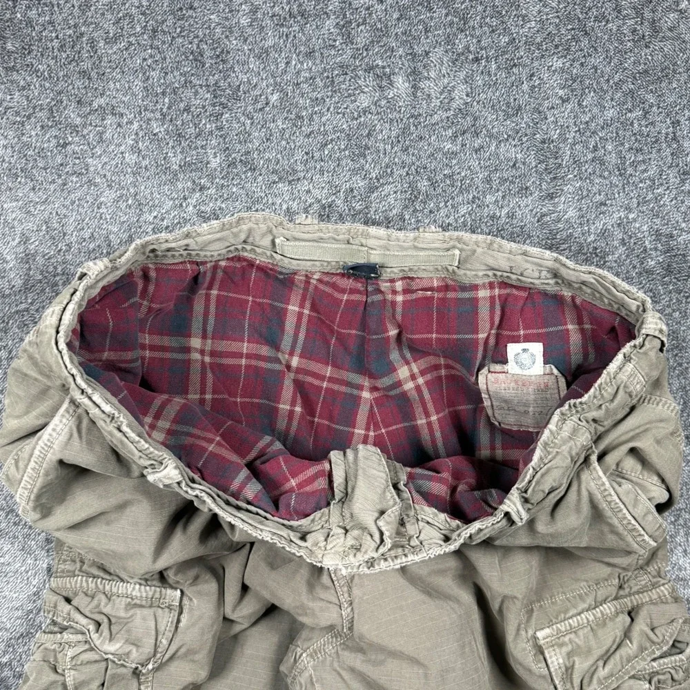 Vintage J Crew Pants Mens 34x28 Green Broken-In Cargo Flannel Lined Ripstop Work